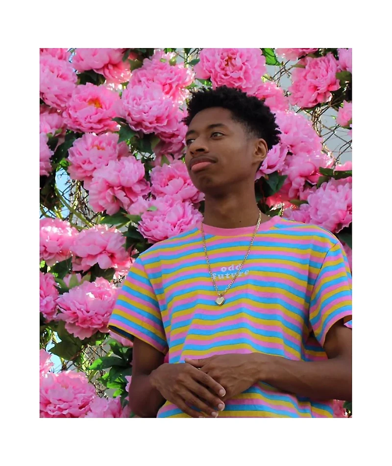 Odd Future OF Pink, Blue & Yellow Striped T-Shirt