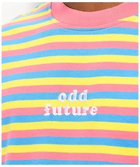 Odd Future OF Pink, Blue & Yellow Striped T-Shirt
