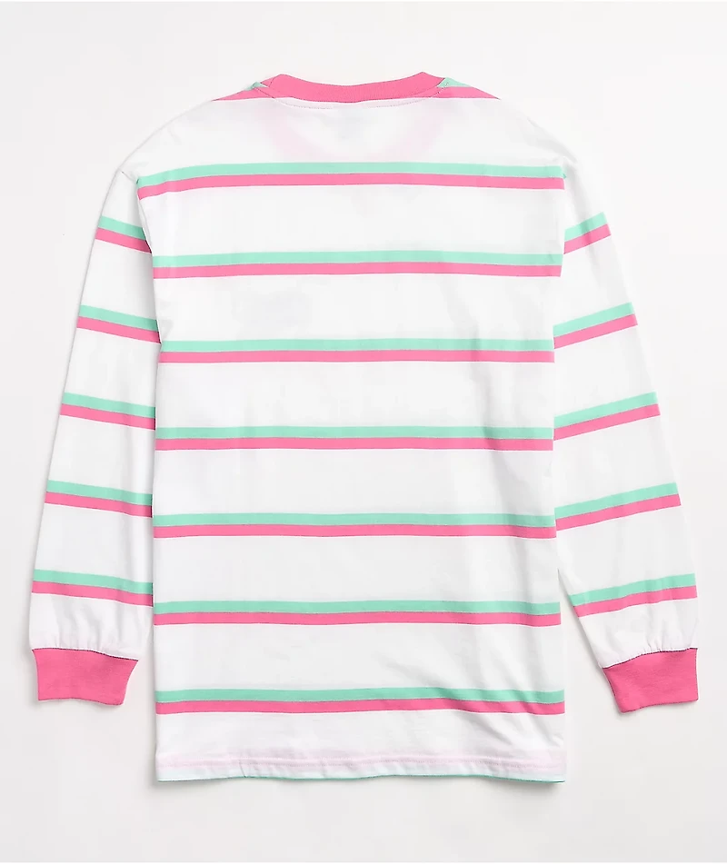 Odd Future Pink & Blue Mini Stripe Long Sleeve T-Shirt