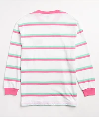 Odd Future Pink & Blue Mini Stripe Long Sleeve T-Shirt
