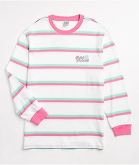 Odd Future Pink & Blue Mini Stripe Long Sleeve T-Shirt