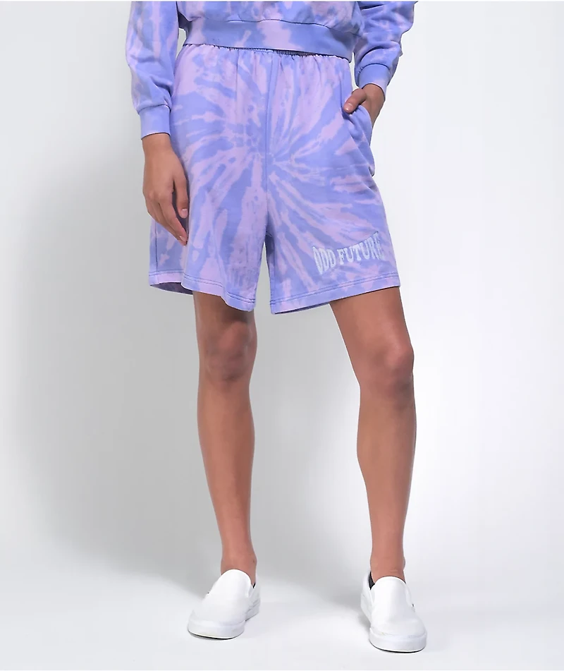 Odd Future Purple Spiral Tie Dye Sweat Shorts