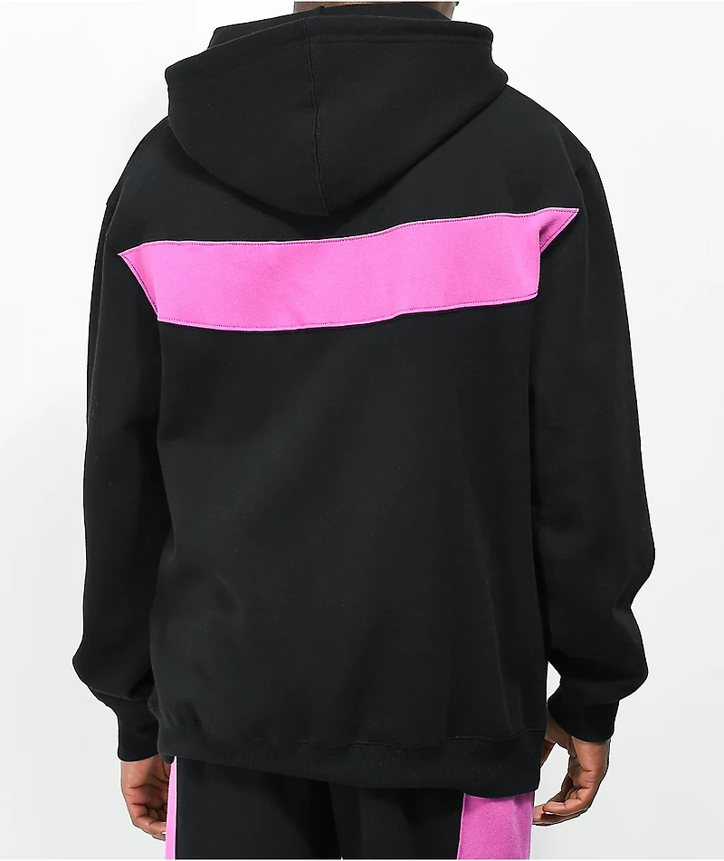 Odd Future Sew Stripe Panel Black & Magenta Hoodie