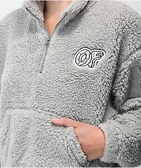 Odd Future Sherpa Grey Crop Half Zip Fleece Sweatshirt
