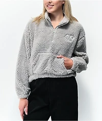 Odd Future Sherpa Grey Crop Half Zip Fleece Sweatshirt