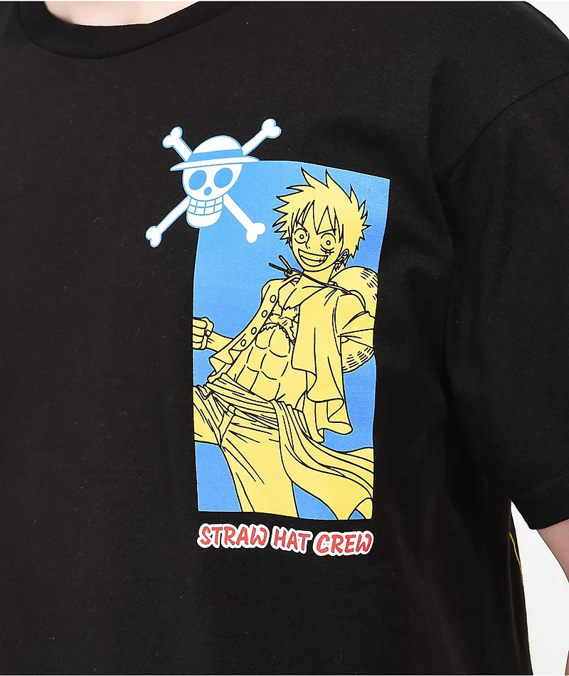 One Piece Straw Hat Black T-Shirt