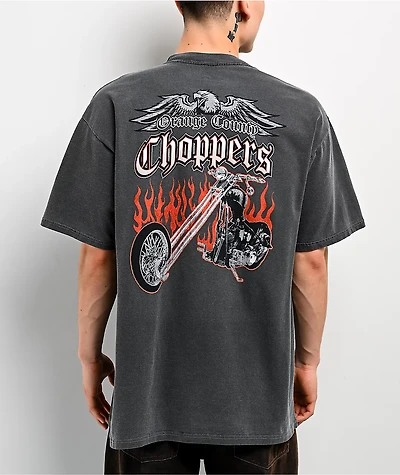 Orange County Choppers Black and Red Spade Grey Wash Boxy T-Shirt