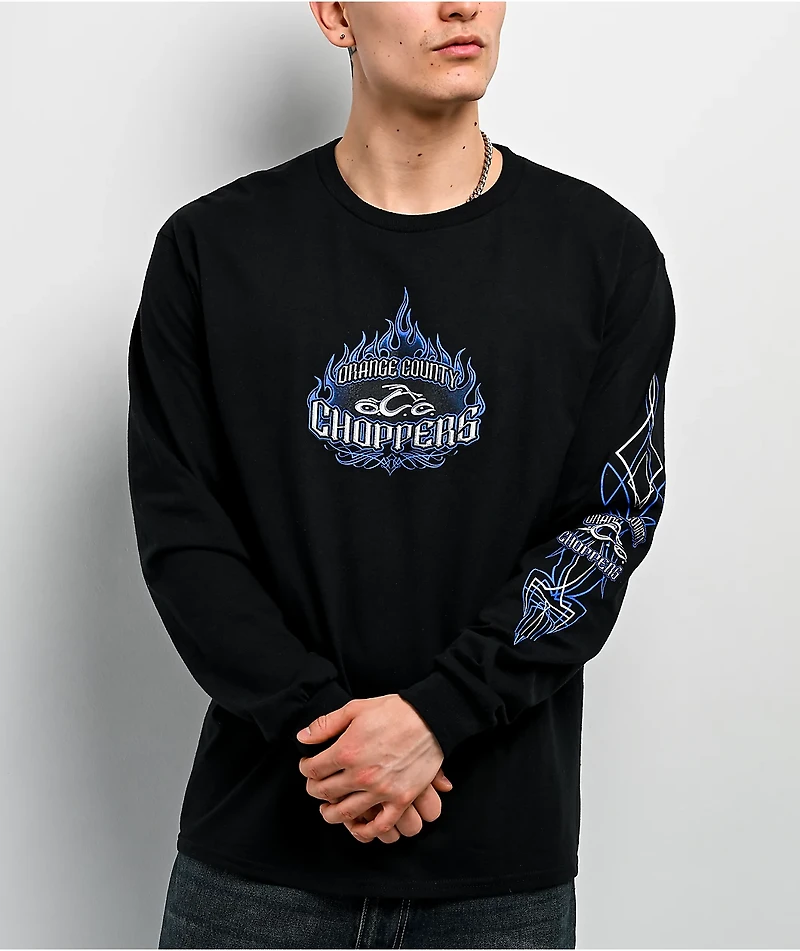 Orange County Choppers Diamond Plate Spade Black Long Sleeve T-Shirt