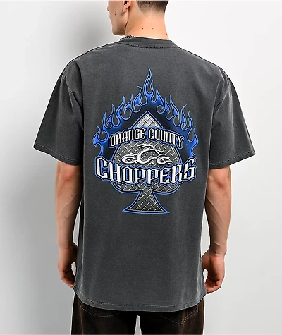 Orange County Choppers Flaming Spade Grey Wash T-Shirt