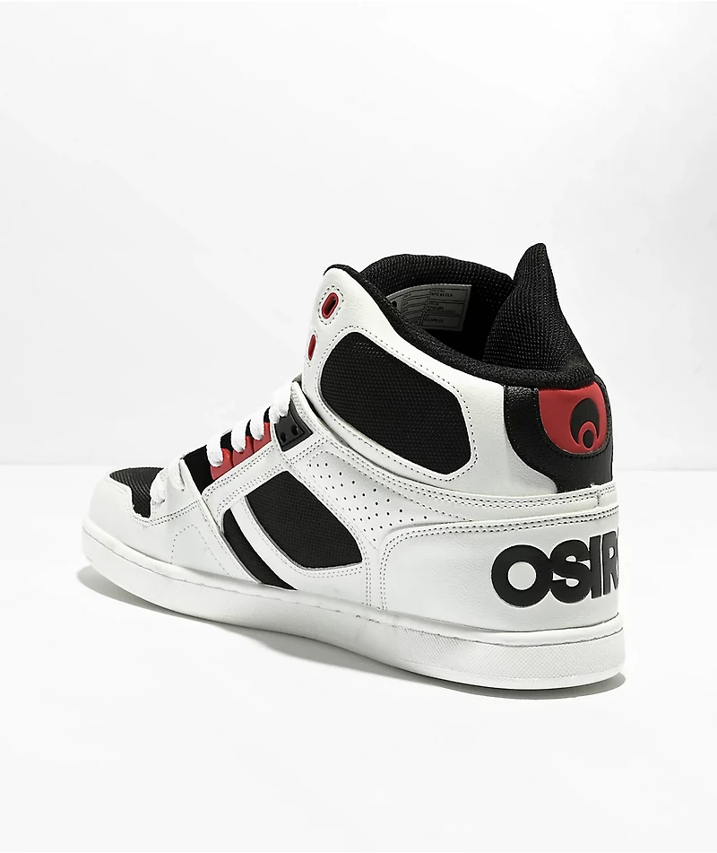 Osiris NYC 83 CLK White, Black & Red High Top Skate Shoes
