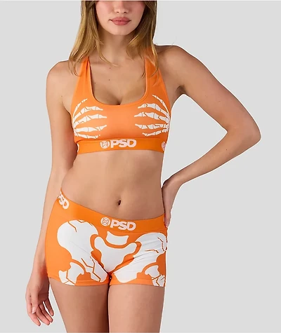 PSD Snapped Skeleton Orange Sports Bra