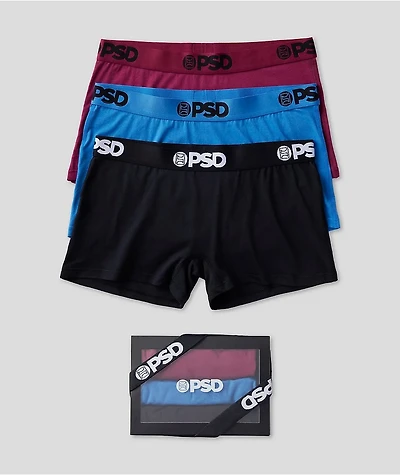 PSD Tones 3 Pack Black, Red and Blue Boyshort Underwear