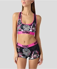 PSD x Broken Promises Chainsaw Black & Pink Sports Bra