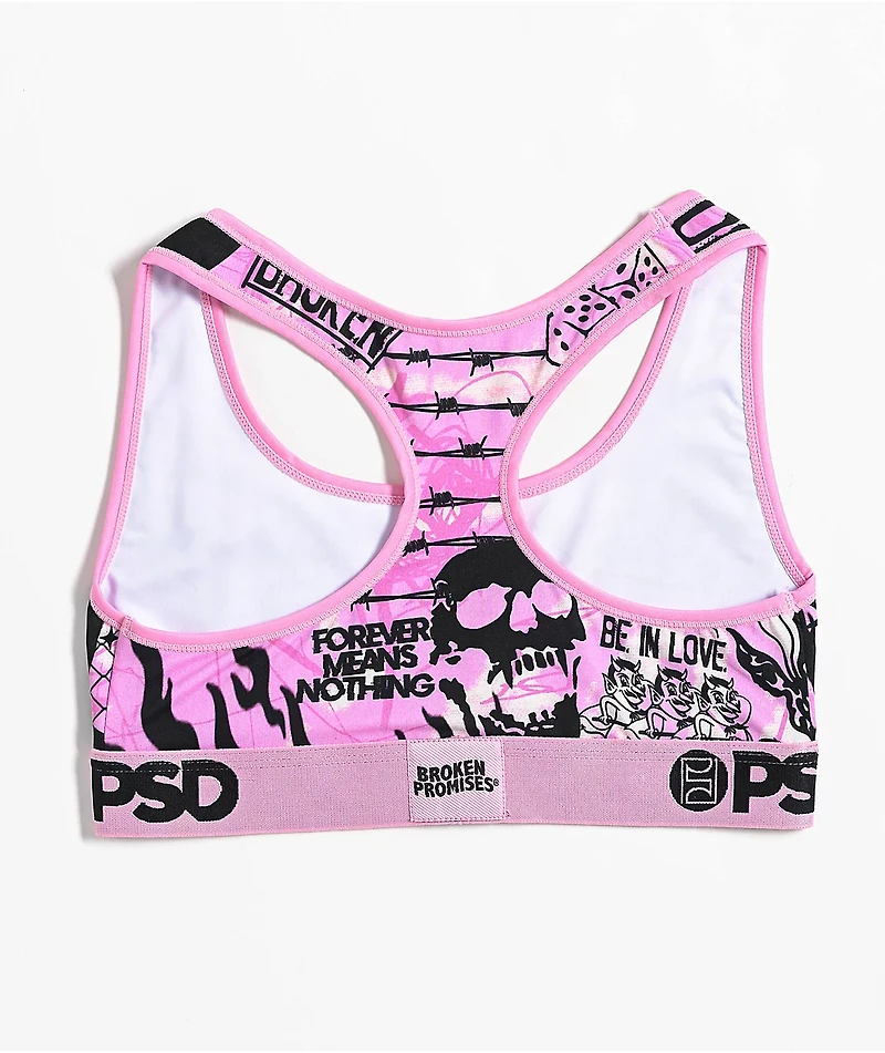 PSD x Broken Promises Holo Promises Pink Sports Bra