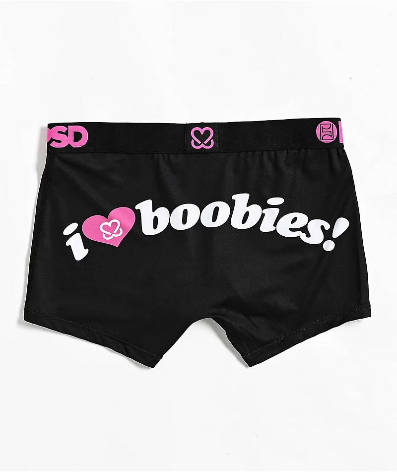 PSD x Keep A Breast Foundation I Heart Boobies Black Boyshort Underwear