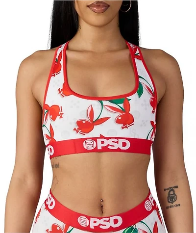 PSD x Playboy Cherry Lux Black Sports Bra