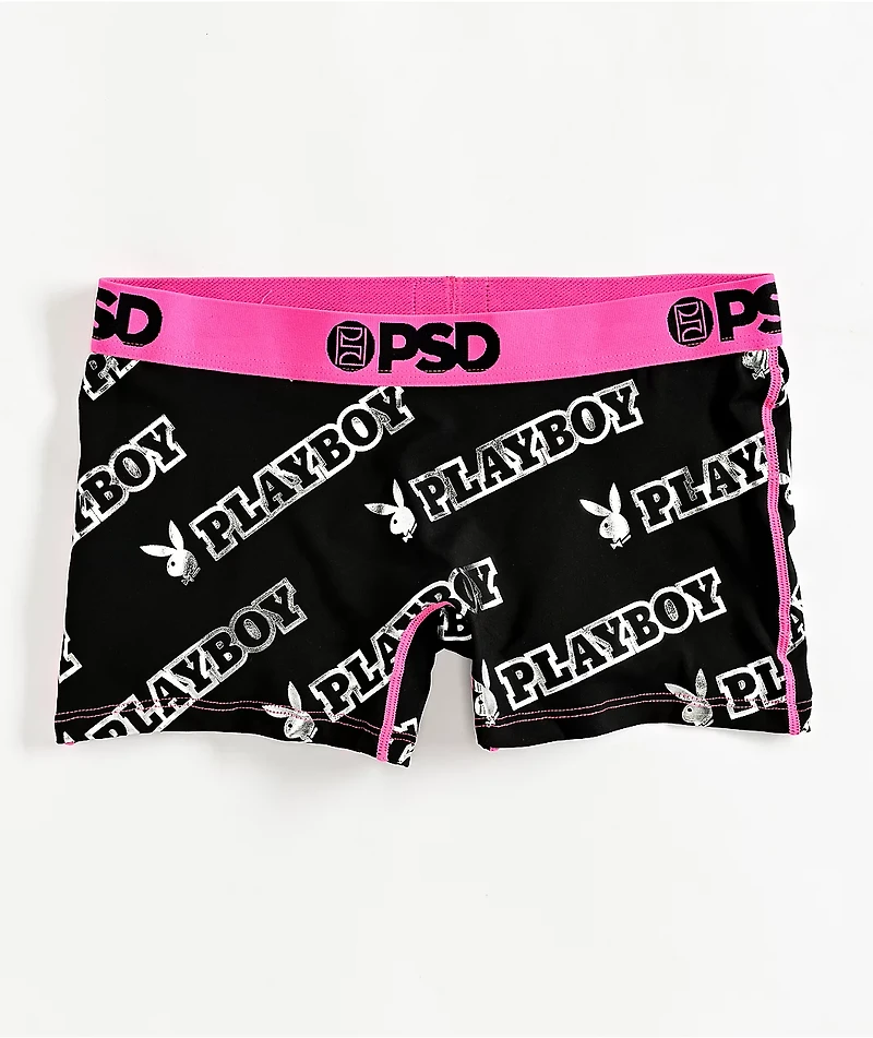 PSD x Playboy Gleam Black & Pink Boyshort Underwear