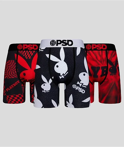 PSD x Playboy Red & Black 3 Pack Boxer Briefs