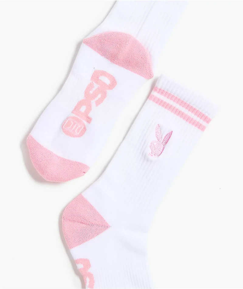 PSD x Playboy White & Pink Crew Socks