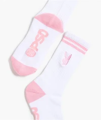 PSD x Playboy White & Pink Crew Socks