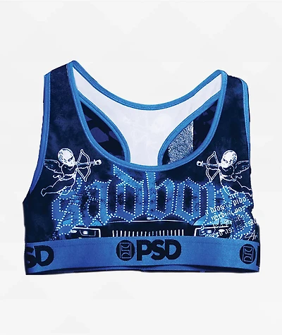 PSD x SAD BOYZ by Junior H Azul Angel Sports Bra
