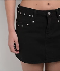 PTCL Studded Black Denim Mini Skirt