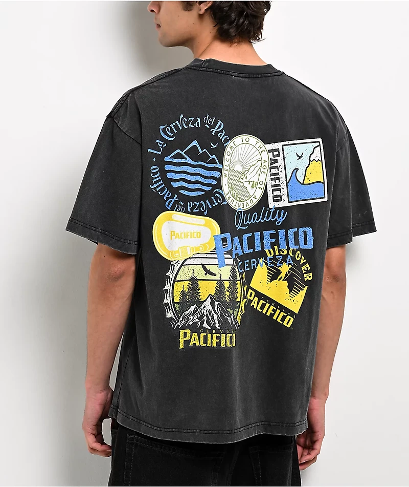 Pacifico Land Black Wash T-Shirt
