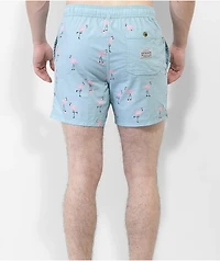 Party Pants Cruiser Flamingoes Sky Blue Board Shorts