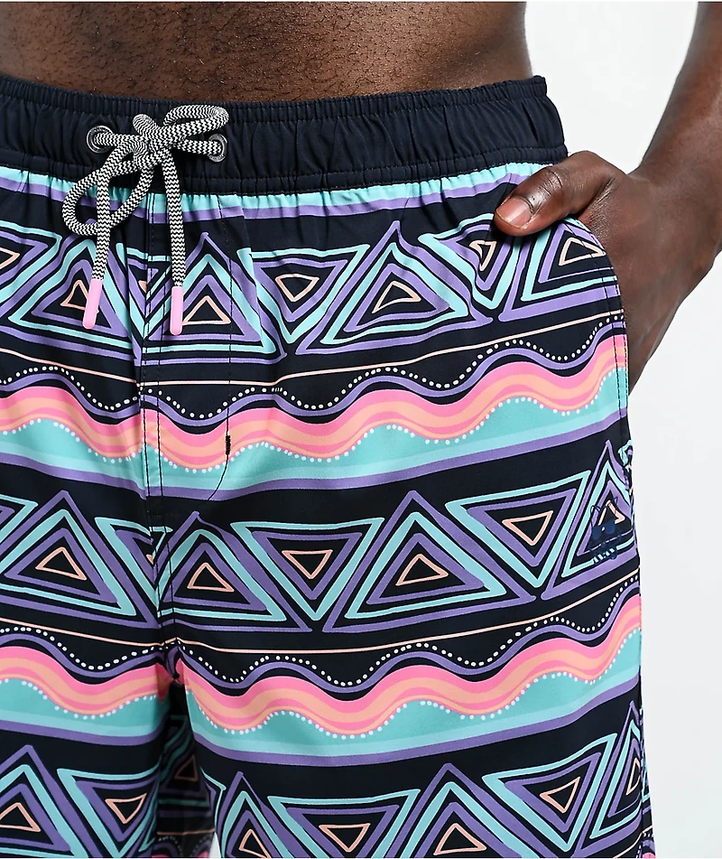 Party Pants Fiesta Stripes Black Board Shorts