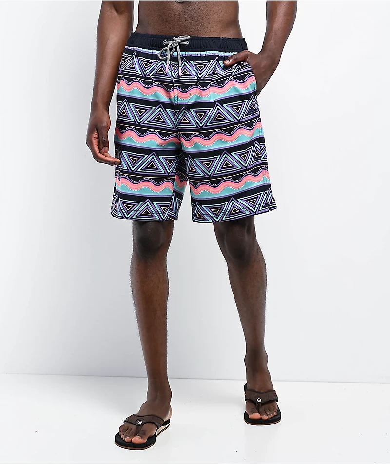 Party Pants Fiesta Stripes Black Board Shorts