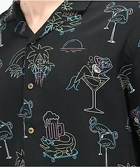 Party Pants Night Out Black Short Sleeve Button Up Shirt