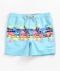 Party Pants Pixel Paradise Light Blue Board Shorts