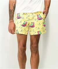 Party Pants River Dino Yellow Board Shorts