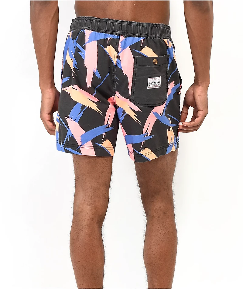 Party Pants Stroker Black, Orange & Blue Board Shorts