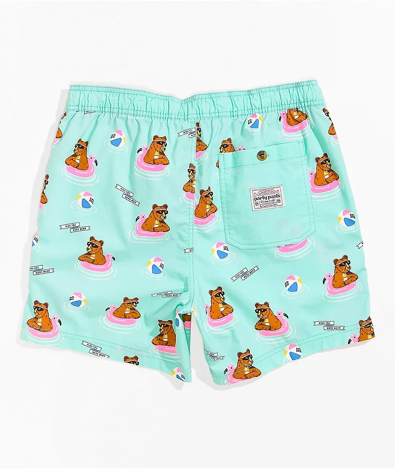 Party Pants Wish U We're Beer Turquoise Board Shorts