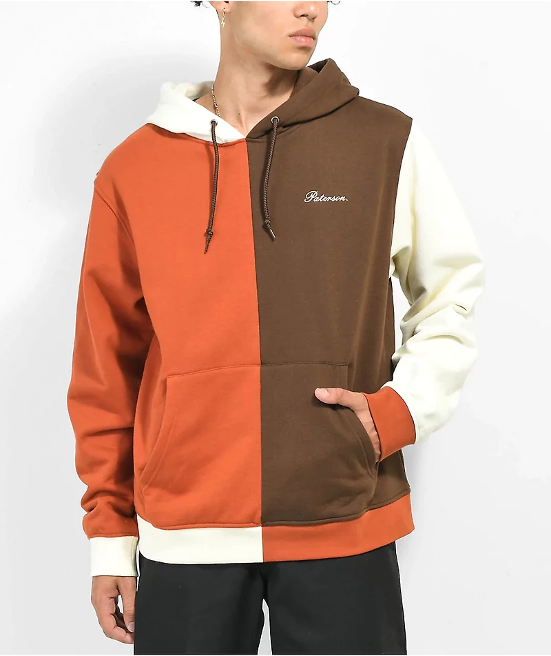 Paterson Brown, Orange, & White Colorblock Hoodie