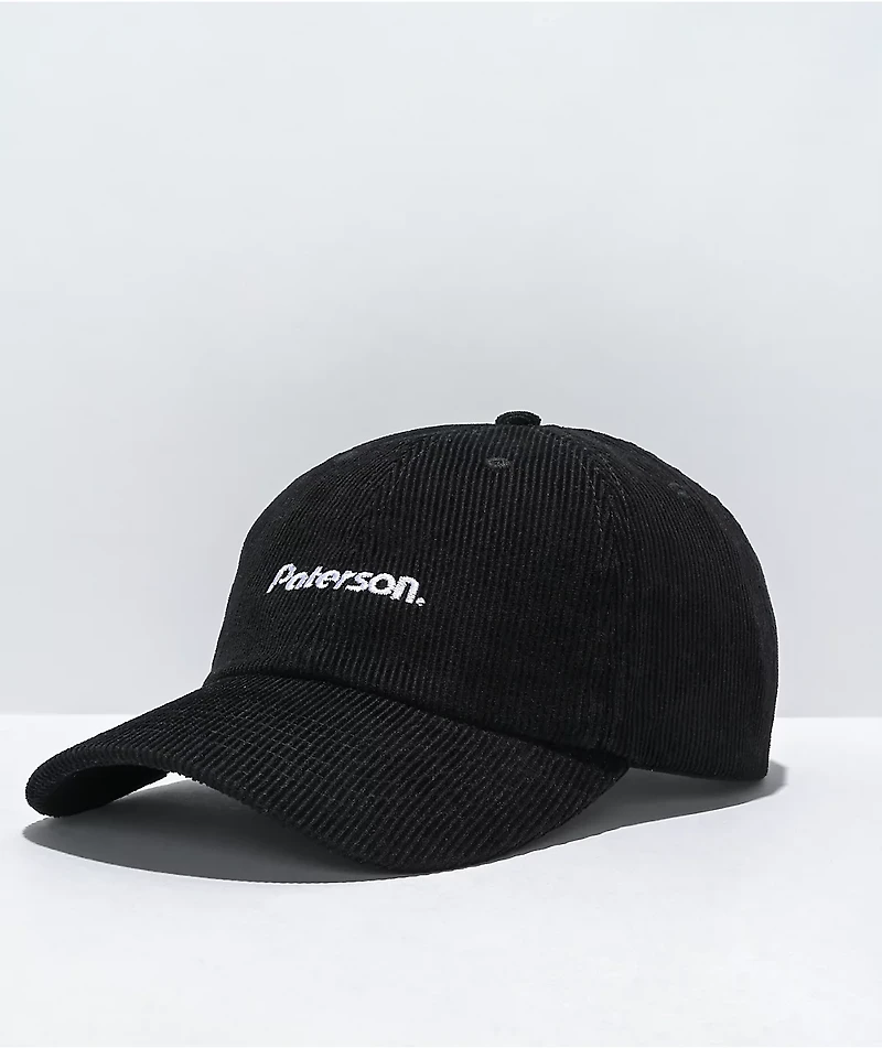 Paterson Core Logo Black Corduroy Strapback Hat