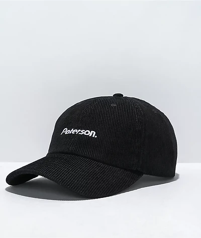 Paterson Core Logo Black Corduroy Strapback Hat