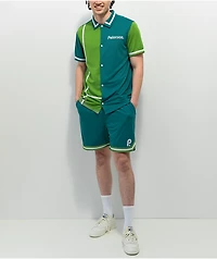 Paterson Courtside Teal & Green Short Sleeve Button Up Shirt