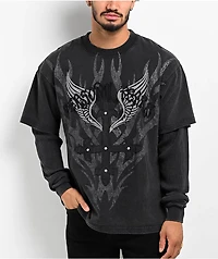Personal Fears J Train Charcoal 2fer Long Sleeve T-Shirt