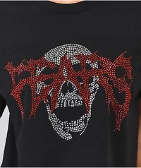 Personal Fears Rhinestone Skull Black Crop T-Shirt