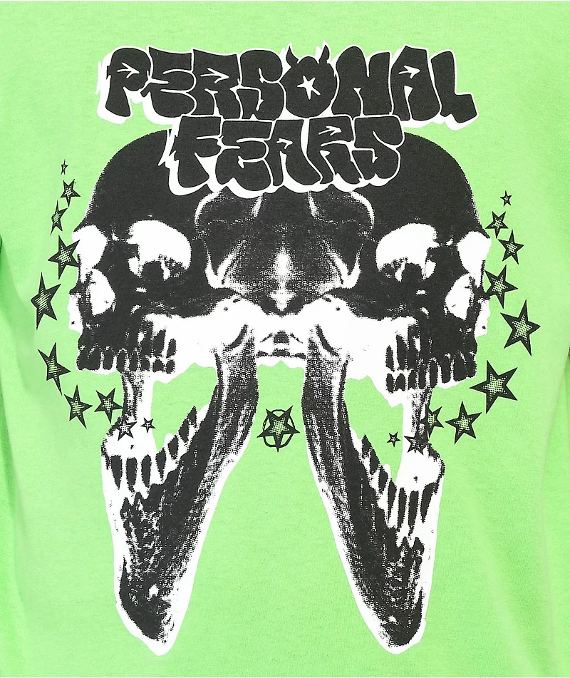 Personal Fears Skull Star Lime Green T-Shirt