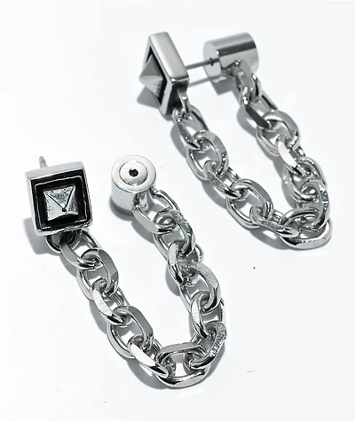 Personal Fears Studd Chain Silver Earrings