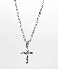 Personal Fears Tribal Cross 20" Silver Chain Necklace