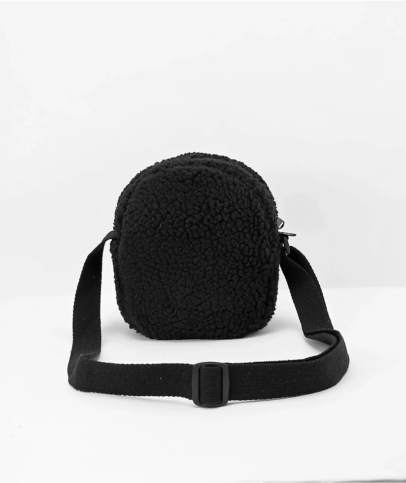 Petals & Peacocks Black Sherpa Shoulder Bag
