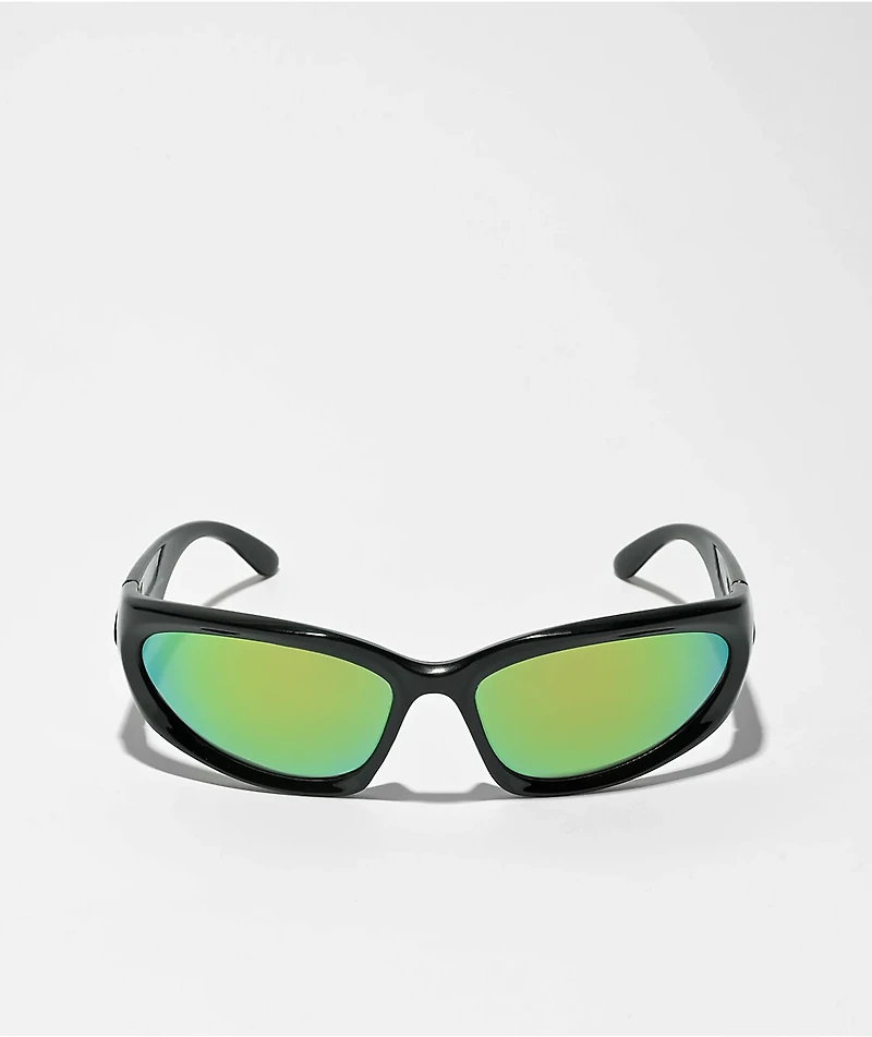 Petals And Peacocks Y2KZ Black & Green Sunglasses