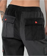 Petals By & Peacocks Chunky Black Corduroy Cargo Pants