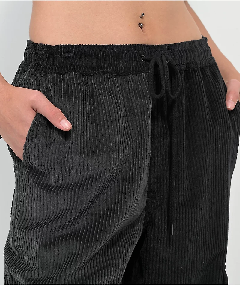 Petals By & Peacocks Chunky Black Corduroy Cargo Pants