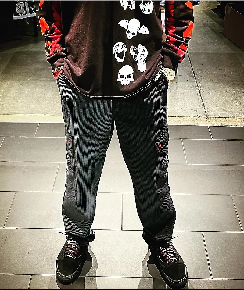Petals By & Peacocks Chunky Black Corduroy Cargo Pants
