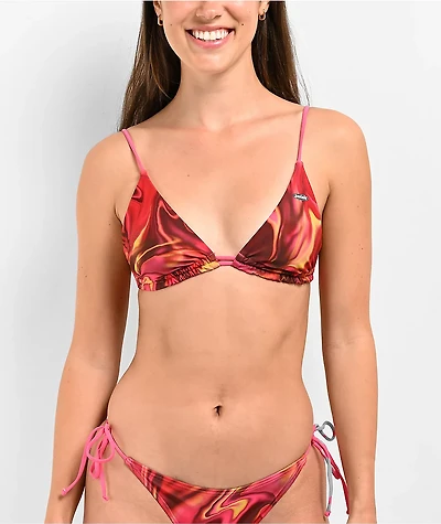 Petals By & Peacocks Liquid Hot Lava Triangle Bikini Top